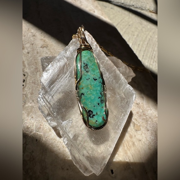 14k Gold Filled Turquoise Necklace Pendant - Picture 9 of 16